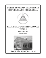 Bolet&#237;n Judicial, Sala Cosntitucional 2016, Tomo I, Volumen 1, (Enero - Abril)